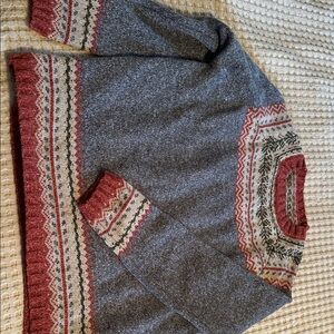Cozy Gray and Red Knit Sweater